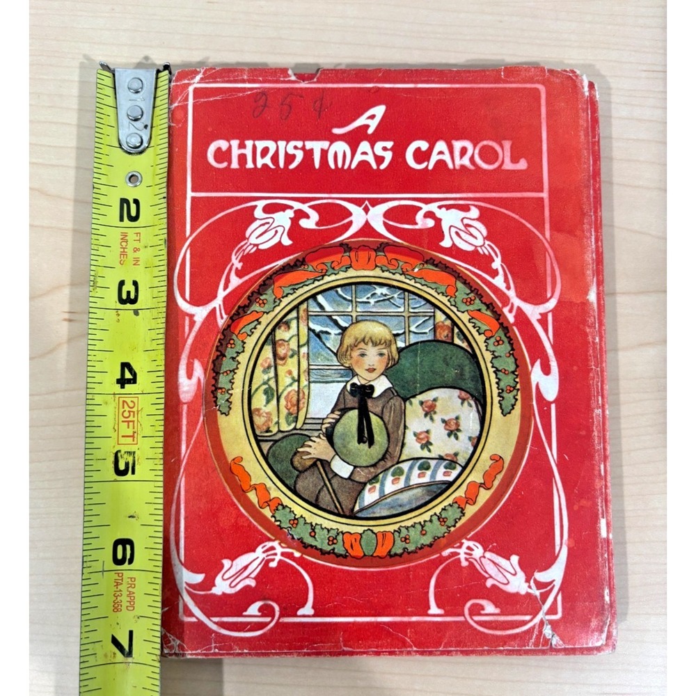 Vintage Dickens A Christmas Carol Childrens Red Book 1915 HC Illustrated RARE